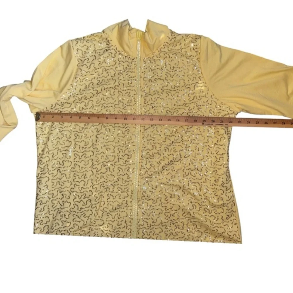 Quaker Factory QVC‎ Women's Large Yellow Sequins Zip Up